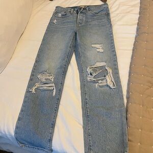 Levi's Light Blue Distressed Boot Cut Jeans